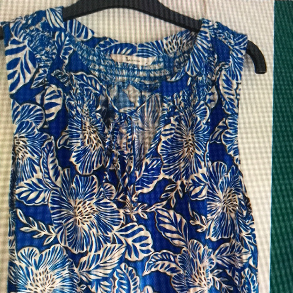 Blue and White Floral Sleeveless Top